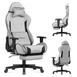Silla Gaming Huzaro Force 5.7 Silla De Oficina Con Reposapiés Reposacabezas Y Soporte Lumbar Ajustable, Tela, Gris