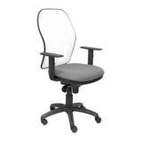 Silla Jorquera Malla Blanca Asiento Gris Claro