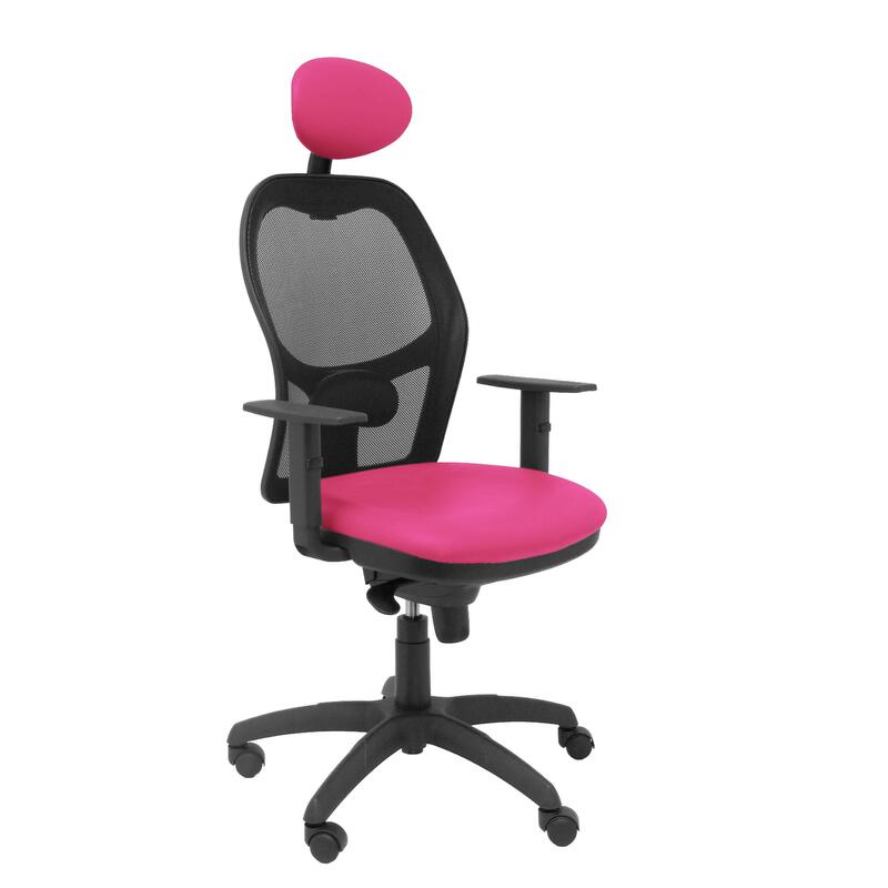 Silla Jorquera Malla Negra Asiento Similpiel Rosa
