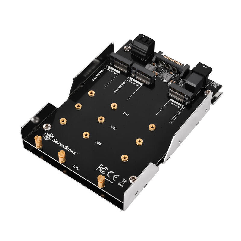 Silverston Sst-Sdp12 Sst-Sdp12 3.5 To 2x M.2 Sata And 1x M.2 Nvme Ssd Mounting Adapter