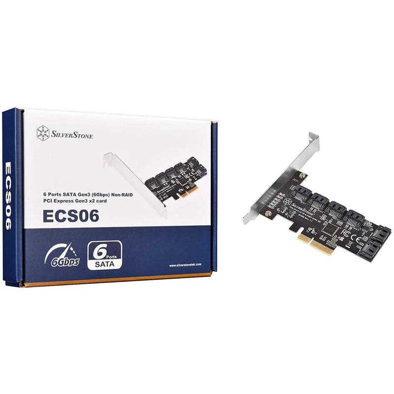 Silverstone Ecs06, Tarjeta Sata-Gen3 De 6 Puertos (6 Gbps) No Raid-Pci-Express-Gen3-X2, Sst-Ecs06