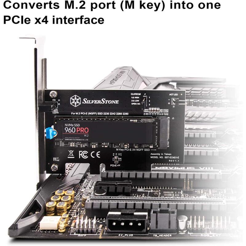 Silverstone Sst-Ecm21-E - Tarjeta De Expansión Pci-E Pci-E X4 M.2 (Ngff), Diseño Sin Tornillos, Pci-E Gen. 4 71151