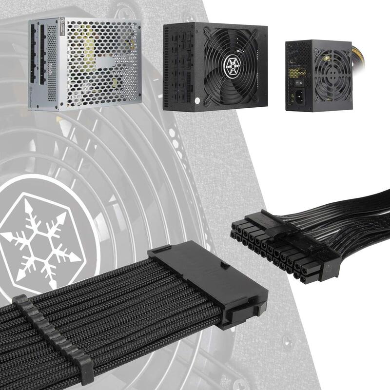 Silverstone Sst-Pp07e-Mbb - Cable Extensor Enfundado 30cm Placa Base 24pines