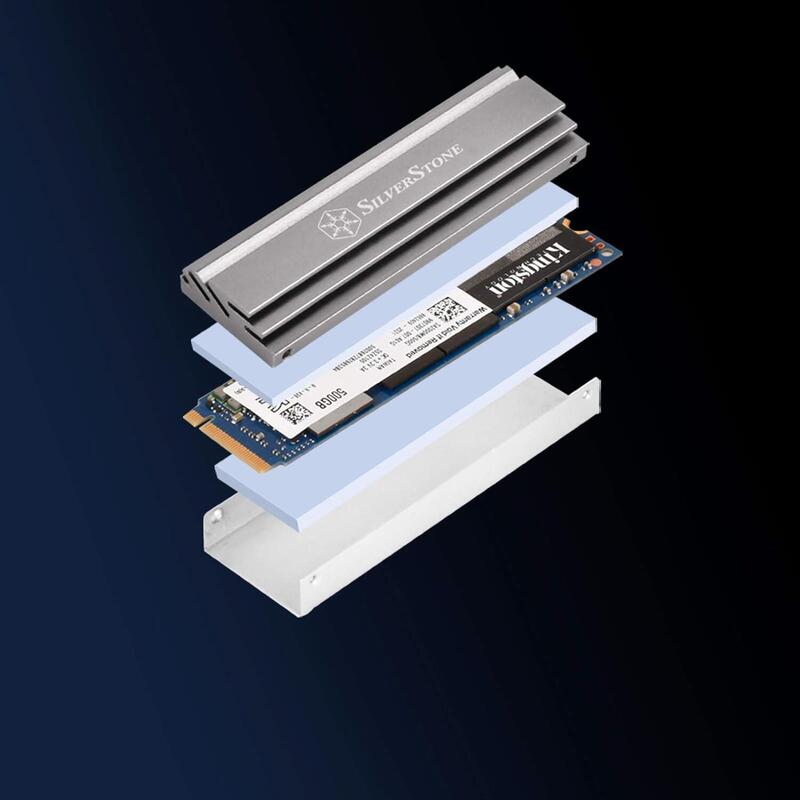 Silverstone Tp04, M.2-Ssd-Kit De Refrigeración, Aleación De Aluminio, Gris Titanio, Sst-Tp04t