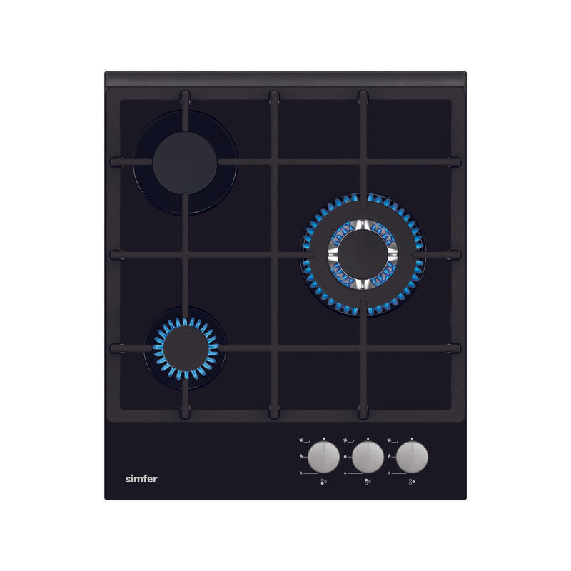 Simfer Hob H4.305.Hgssp Gas On Glass Number Of Burners/Cooking Zones 3 Rotary Knobs Black