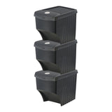Sistema De 3 Cubos Apilables Para Reciclaje 39,2 X 29,3 X 45,6 Cm, 3 X 22 L