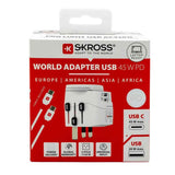 Skross Pro Light Usb Ac45pd World Incl. Usb-C Cable Blanco