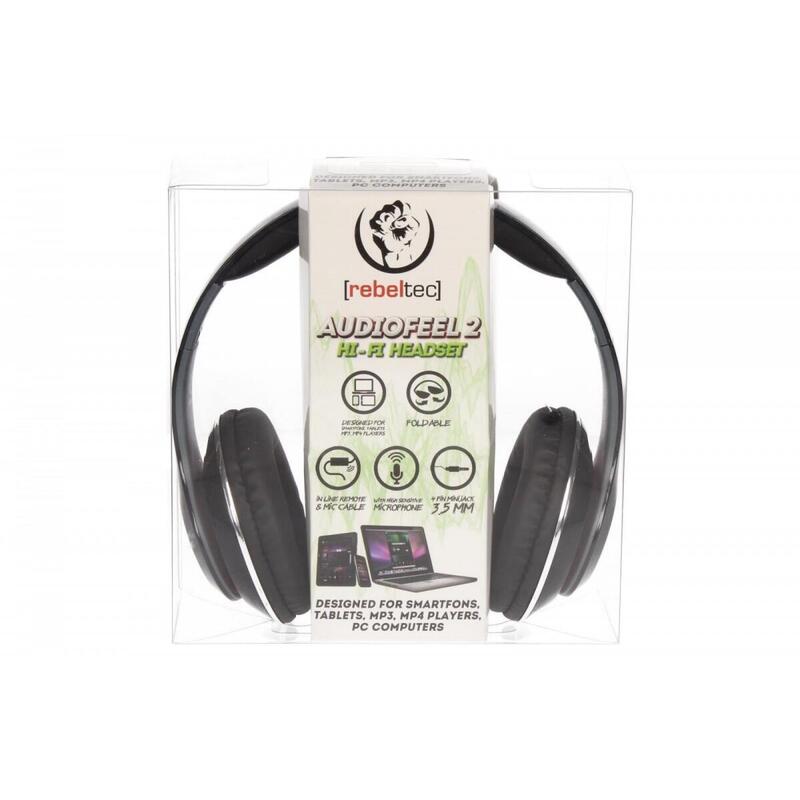 Sluchawki Stereo Z Mikrofonem, 4pin Mini Jack Audiofeel2 Black