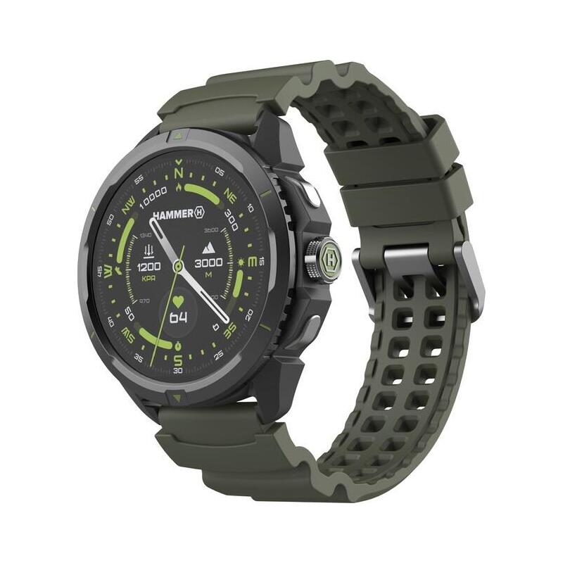 Smartwatch  Hammer Watch 2 Military Edition, Gps, Pantalla Amoled Gorilla Glass De 1,5 Pulgadas, Gran Batería De 530 Mah Con Hasta 15 Días De Funcionamiento Con Una Sola Carga, Resistencia A 5 Atm, Botón Sos, Led