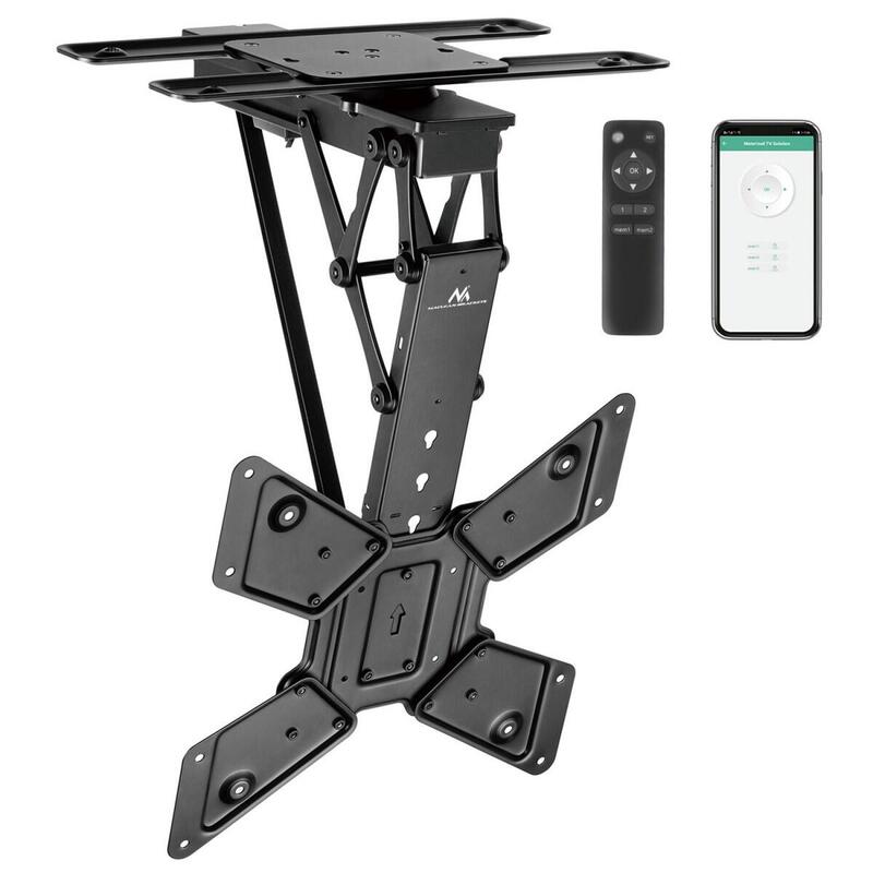 Soporte De Techo Eléctrico Maclean Para Tv, Soporte Tuya, Vesa Máx. 600x400, Giratorio 90º, 23"-65", 30kg, Mc-491