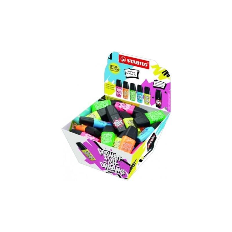 Stabilo Boss Mini By Snooze One Expositor Con 50 Mini Marcadores Fluorescentes - Trazo Entre 2 Y 5mm - Tinta Con Base