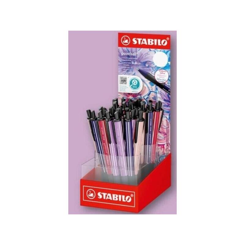 Stabilo Pointball Naturecolors Wildflower Expositor Con 38 Boligrafos Retractiles - Trazo 0.5mm - Hechos Con 87%