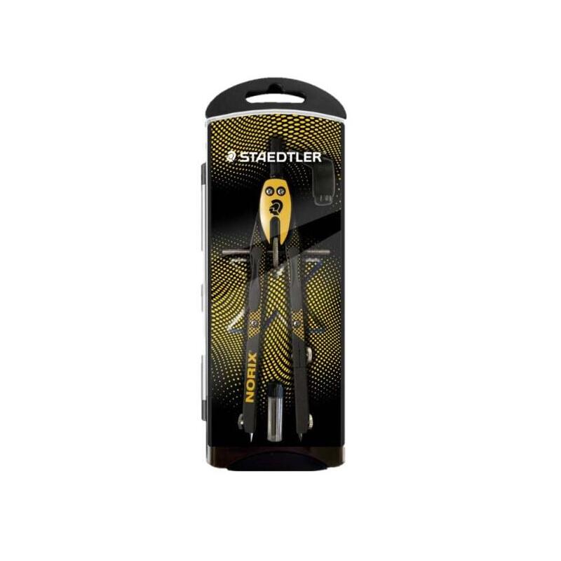 Staedtler Norix 555 Compas Metalico Escolar De Precision - Mecanismo Pulsador Y Ajuste Por Rueda Central - Color