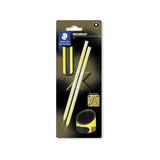 Staedtler Norix Pack De 2 Lapices De Grafito Hb + Borrador + Sacapuntas - Madera Negra - Diseã±O Inteligente