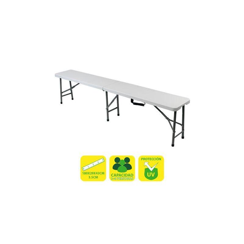 Sungarden Banco De Resina Plegable 180x29x43cm 3.5cm - Blanco