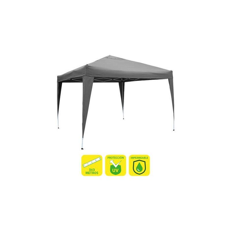 Sungarden Carpa Plegable Acero 3x3m Gris - Blanco