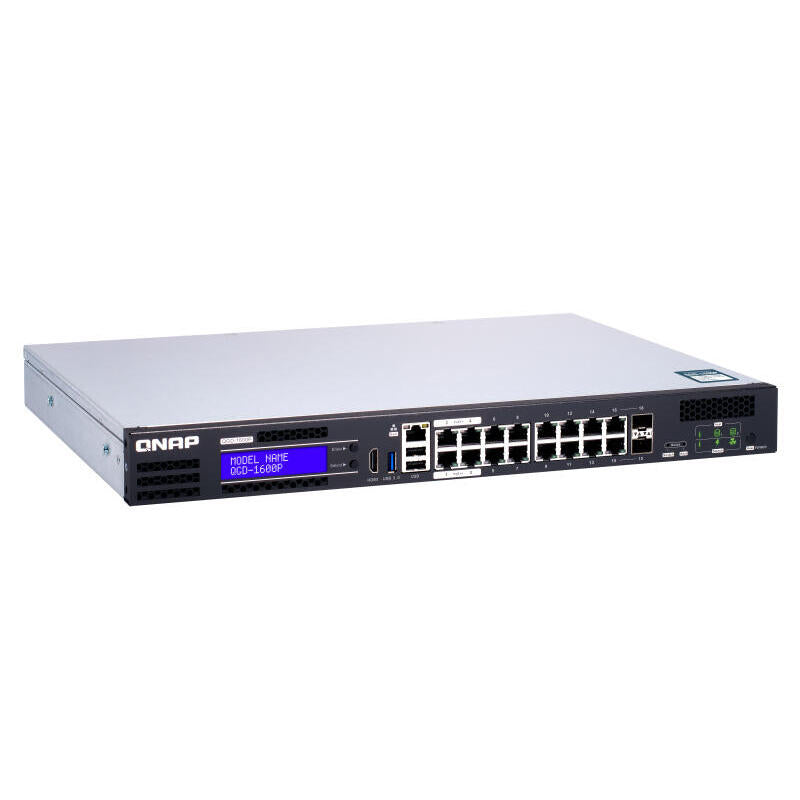 Switch Gestionable Smart Qnap Qgd-1600p-4g 16 Puertos Poe (14*Rj45 Gigabit + 2 Puertos Combinados Sfp/Rj45) Poe Total 370w 4gb Ram Enracable