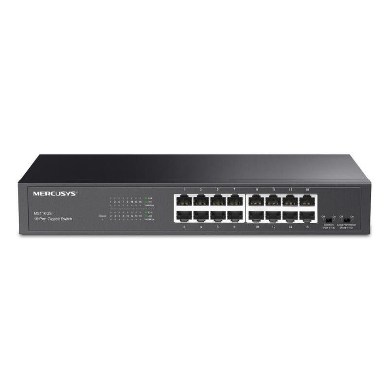 Switch Mercusys Ms116gs 16p 16xrj45 1gbps Carcasa Metalica Enrackable