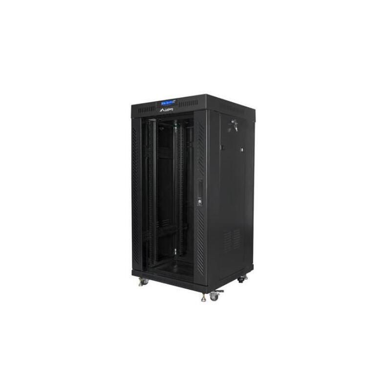 Szafa Instalacyjna Rack Stojaca 19" 22u 600x600 Negro Drzwi Szklane Lcd Lanberg (Flat Pack) V2