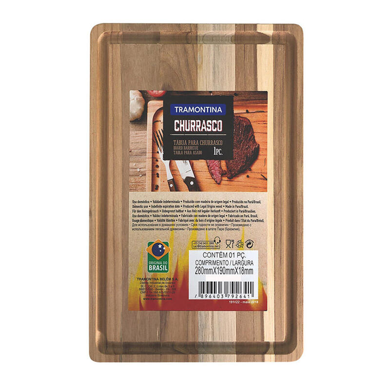 Tabla De Corte Rectangular En Madera Acabado Natural 33x22x1,8cm Tramontina