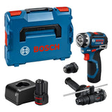 Taladro/Atornillador Bosch Powertools  Inalámbricogsr 12v-32 Fc Professional, 12volt (Azul/Negro, 2x Li-Ionen Akku 2,0ah, L-Boxx, Metallbohrfutteraufsatz, Bohrhammeraufsatz) 06019n7104