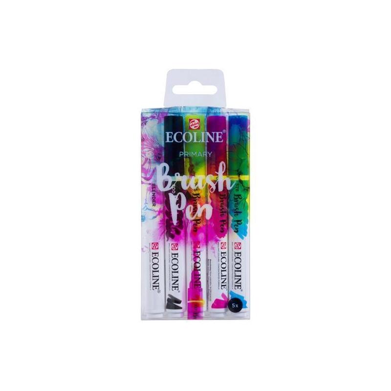 Talens Ecoline Rotuladores Brush Pen Punta Pincel Colores Primarios Estuche 5 Ud