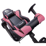 Talius Silla Gecko Gaming Negra/Rosa,Brazos Fijos, Butterfly, Base Nylon, Ruedas Nylon