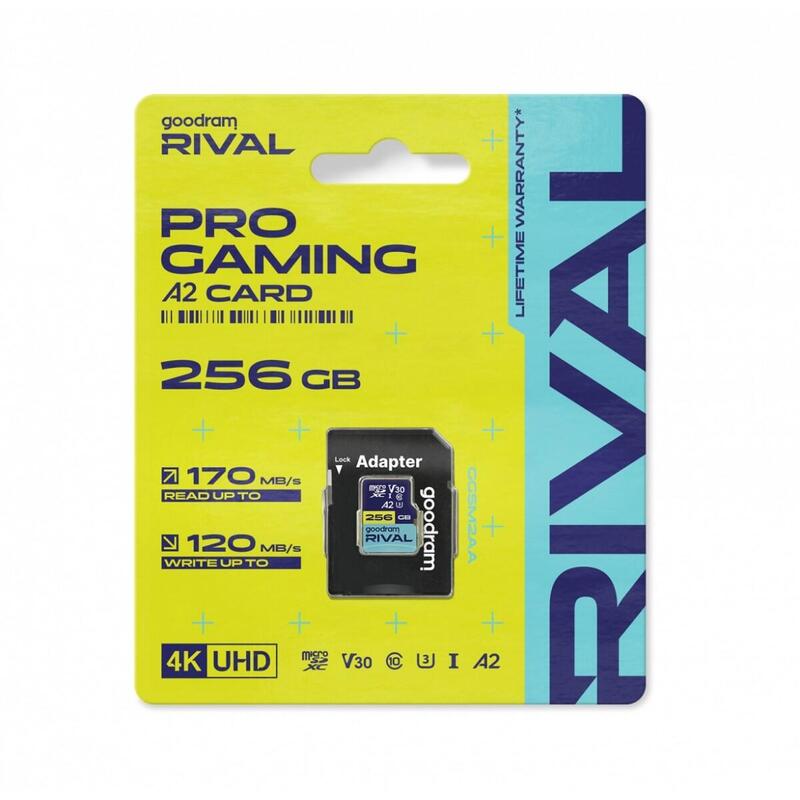 Tarjeta  Goodram Microsdxc 256gb V30 A2 Uhs I U3 Rival + Adapter