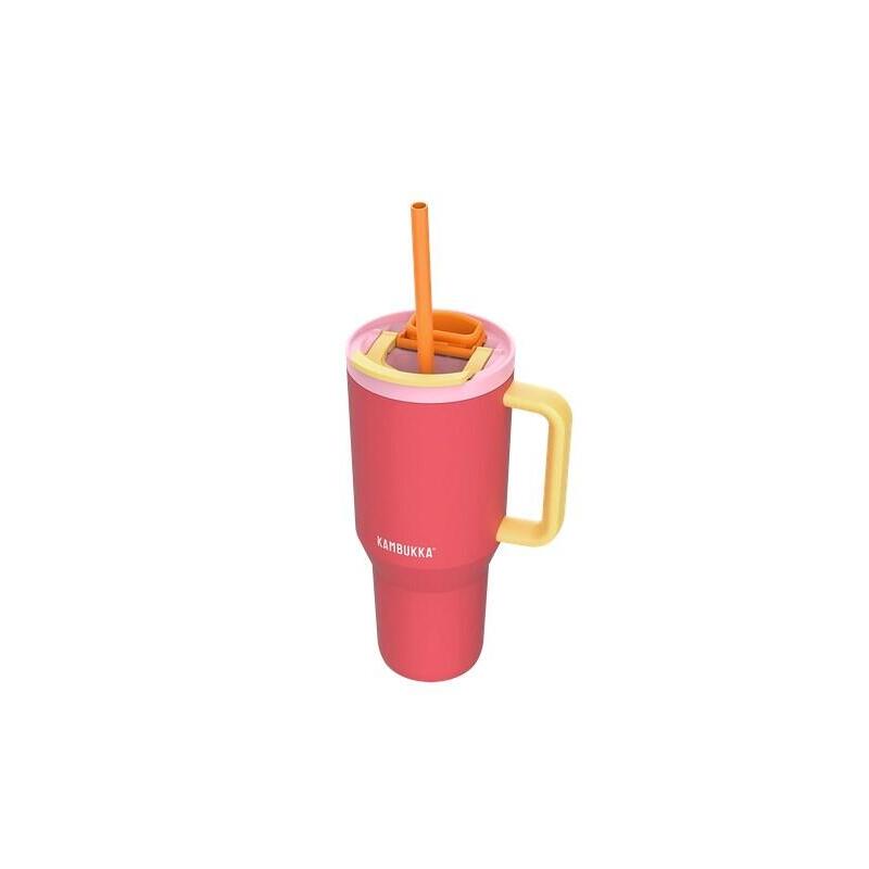 Taza Térmica Con Pajita Telescópica  Kambukka Rio Tumbler 950ml Pink Papaya