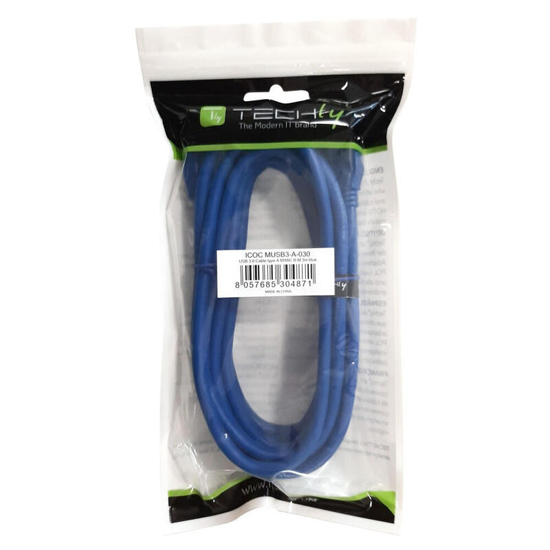 Techly 2.0m Usb 3.0 A-Micro B M/M Cable Usb 2 M Usb 3.2 Gen 1 (3.1 Gen 1) Usb A Micro-Usb B Azul