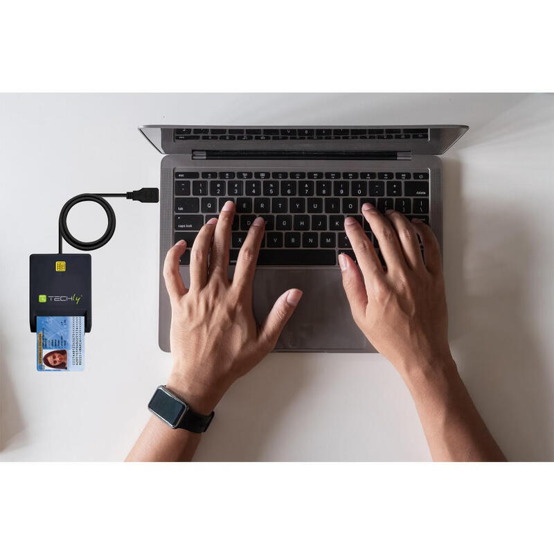 Techly Lector De Dni Con Chip Smart Card Usb-C Tm, Usb 2.0, Blanco