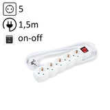 Technik Regleta De Corriente 5 Enchufes 1,5m 16a Blanco+Interruptor