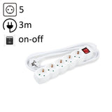 Technik Regleta De Corriente 5 Enchufes 3,0m 16a Blanco+Interruptor