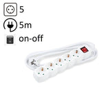 Technik Regleta De Corriente 5 Enchufes 5,0m 16a Blanco+Interruptor