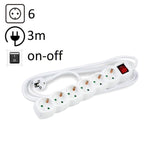 Technik Regleta De Corriente 6 Enchufes 3,0m 16a Blanco+Interruptor