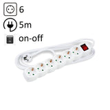Technik Regleta De Corriente 6 Enchufes 5,0m 16a Blanco+Interruptor