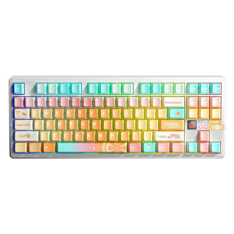 Teclado Aula Gasket F87 Pro V2 Orange Soda Kailh Meteorite Ice Cream Rgb