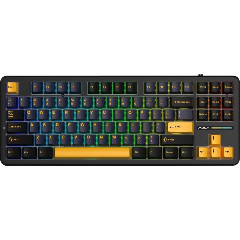 Teclado Aula Gasket F87 Thunder Black Graywood Rgb