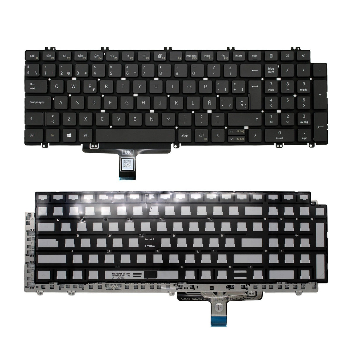 Teclado Para Portátil Dell Latitude 5520 5521 5529 5530 Precision 3560 3561 3570 Con Retroiluminacion 0Vyfvy Vyfvy Nsk-Qzabw Esp