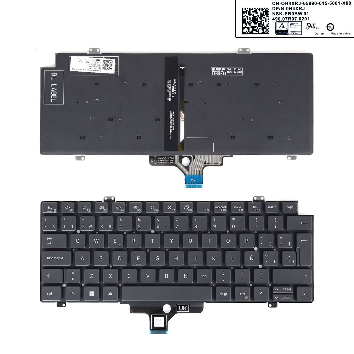 Teclado Para Portátil Dell Latitude 7410 7420 5420 0H4Xrj Nsk-Eb0Bw 01 Retroiluminado Negro