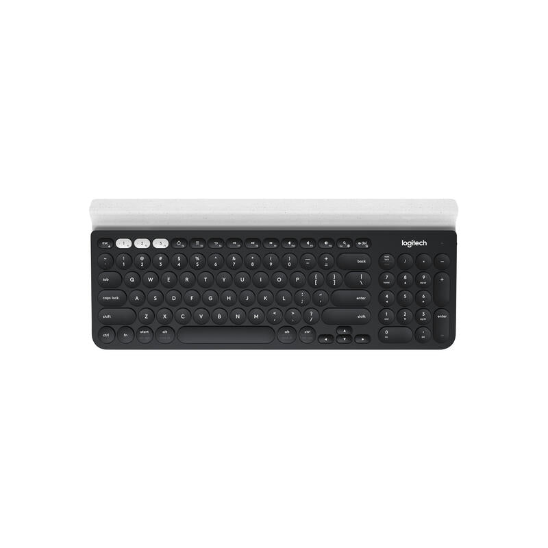 Teclado Inglés Logitech K780 Multi-Device Wireless Keyboard Rf Wireless + Bluetooth Qwerty Gris, Blanco