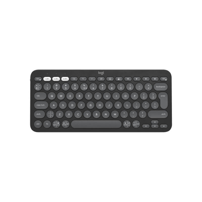 Teclado Inglés Logitech Pebble Keys 2 K380s Rf Wireless + Bluetooth Qwerty Internacional De Ee.Uu. Grafito