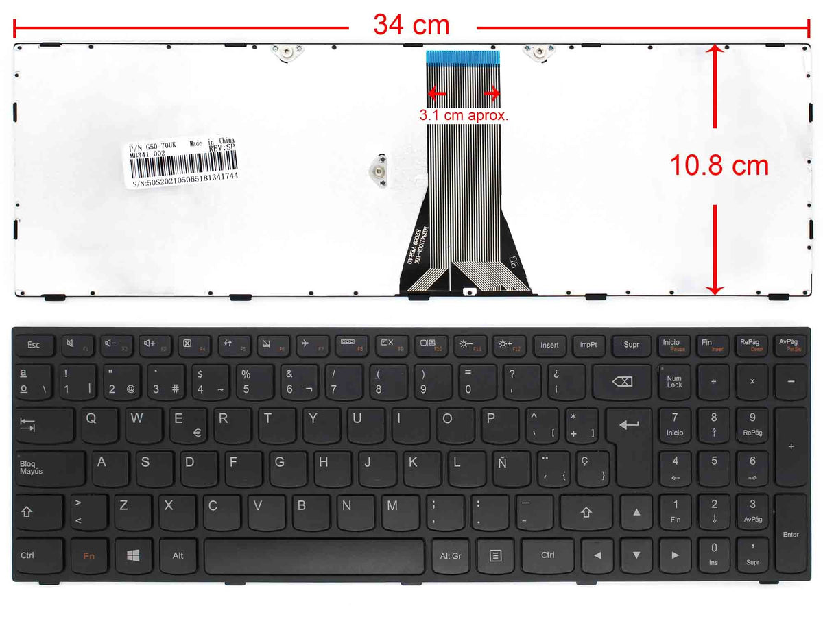 Teclado Para Portátil Lenovo G50-45, Z50-75,