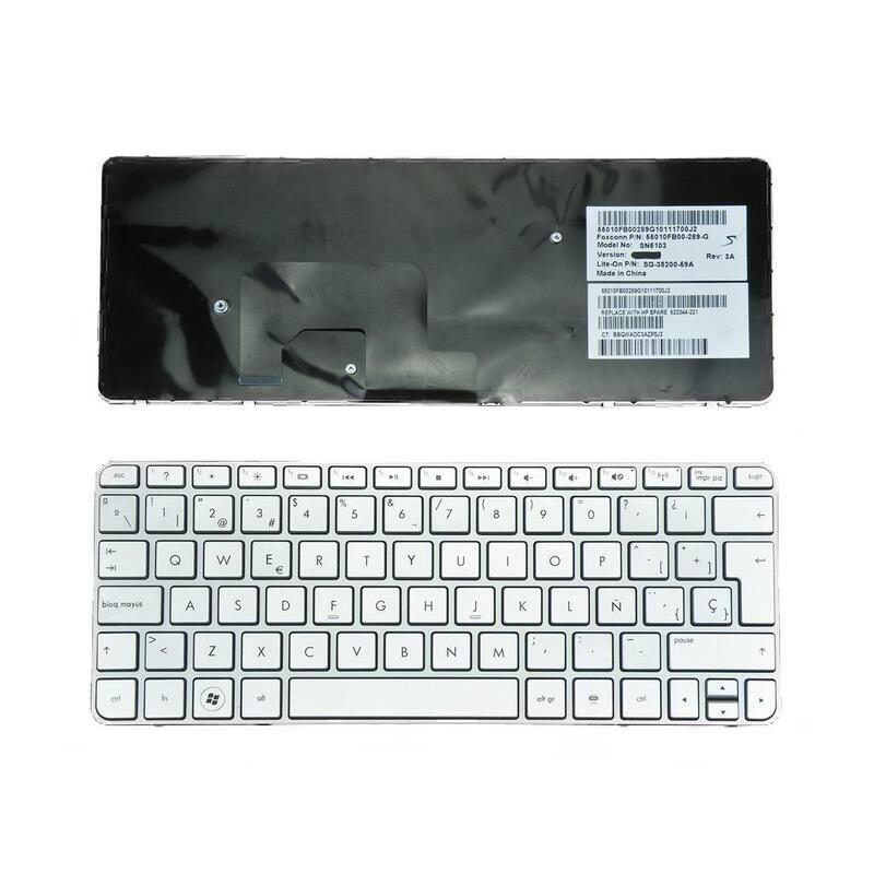 Teclado Para Hp Mini 210-2000,110-3000 Plata Con Marco Plata