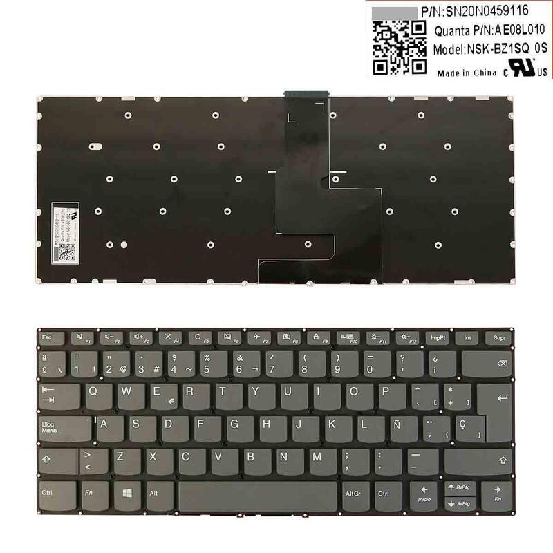 Teclado Para Portátil Lenovo Ideapad 330-14ikb Gris Sin Marco