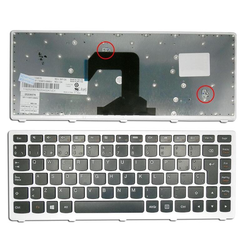 Teclado Para Portátil Lenovo S400 Negro Con Marco Blanco
