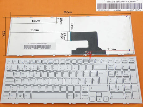 Teclado Para Portátil Sony Vaio Vpc-Ee Series En Blanco Aene7P00110