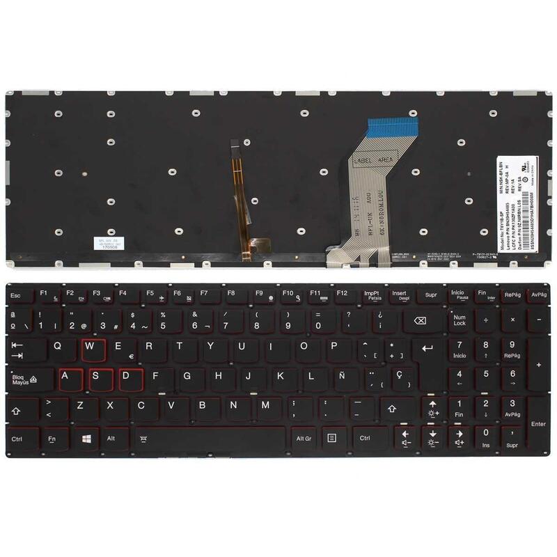 Teclado Retroiluminado Gaming Para Portátil Lenovo Ideapad Y700-15 Negro Sin Marco