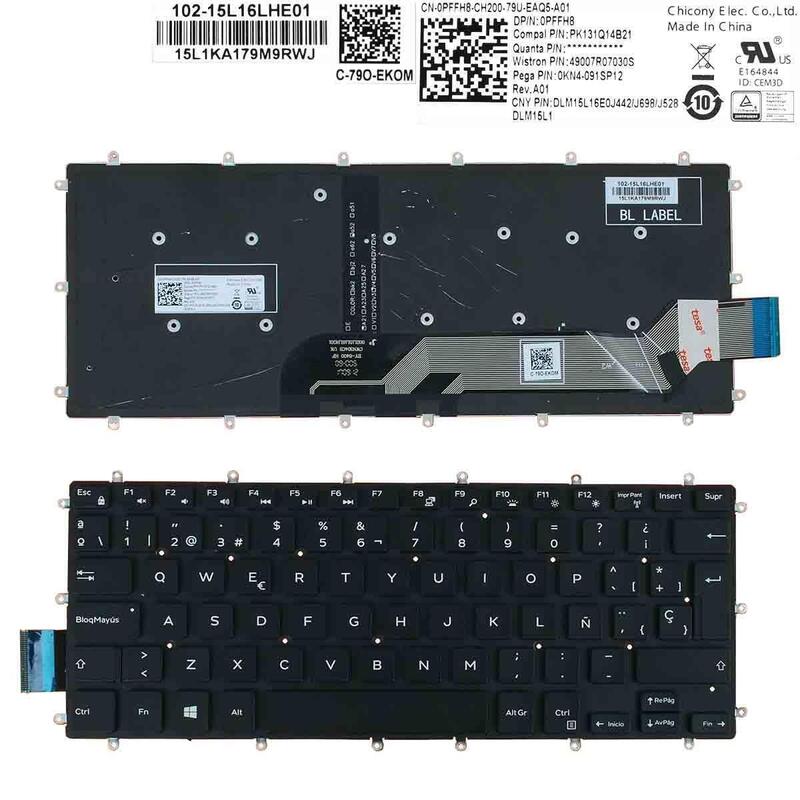 Teclado Retroiluminado Para Portátil Dell Inspiron Gaming 14 7466