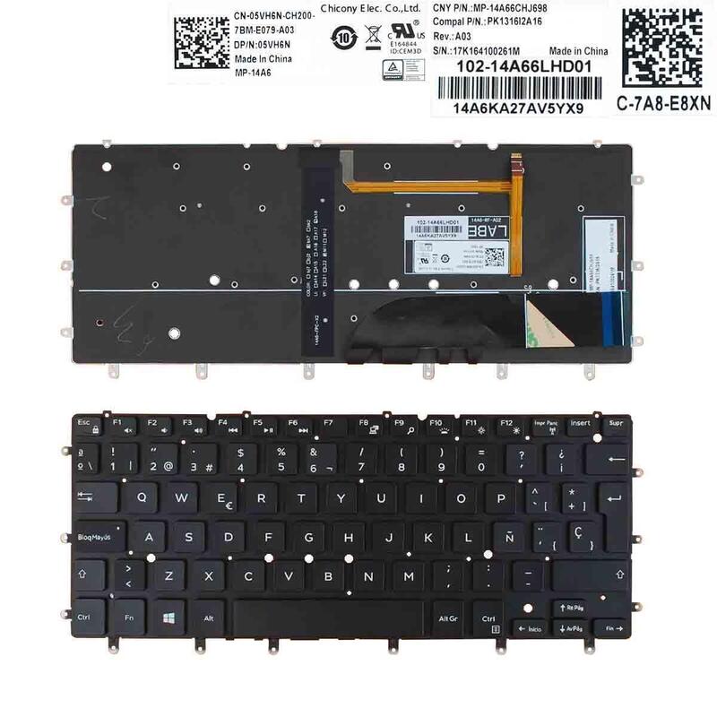 Teclado Retroiluminado Para Portátil Dell Xps 13 9343 9350 7347 7348 Negro